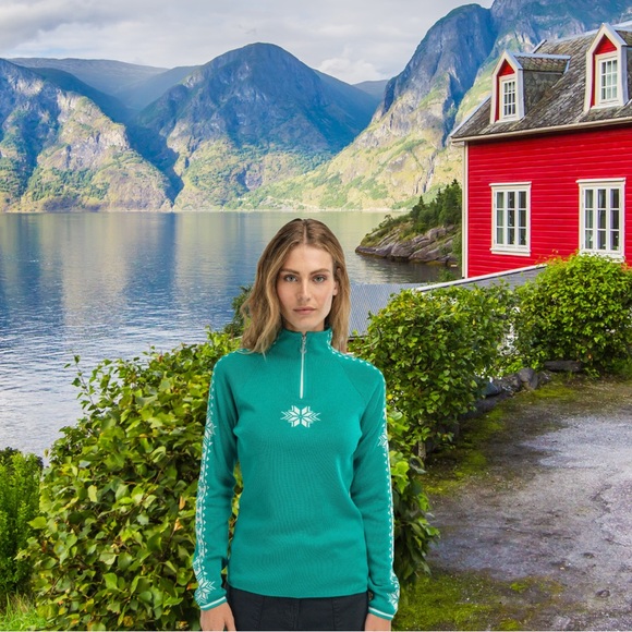 Dale of Norway Merino sweater MountAire white blue Geilo navy purple turquoise - Picture 5 of 16